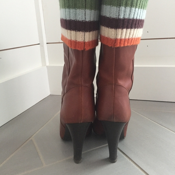 Coach Monika Leather Boots sz 7.5 legacy stripe - Picture 5 of 8