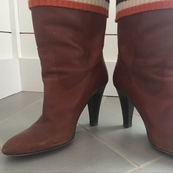 Coach Monika Leather Boots sz 7.5 legacy stripe - Picture 8 of 8