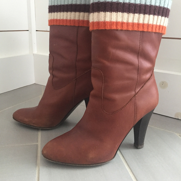 Coach Monika Leather Boots sz 7.5 legacy stripe - Picture 4 of 8