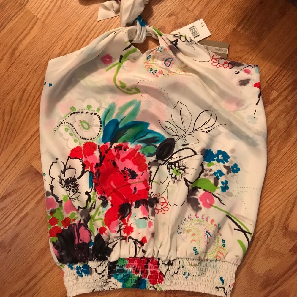 NWT matty m silk halter multi color
