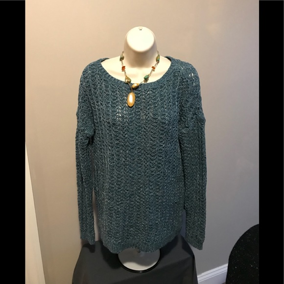 LOFT Sweaters - ❗️SALE❗️Loft EUC Aqua/green open knit sweater