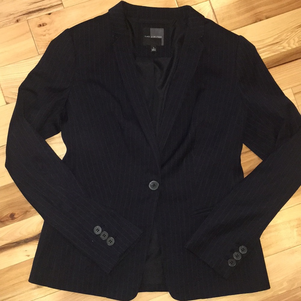 The Limited Navy Pinstripe Blazer