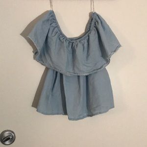 Light Blue off the shoulder Crop Size Small