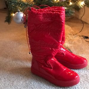Red snow boots
