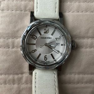 White and silver Swarovski watch with crystal dial