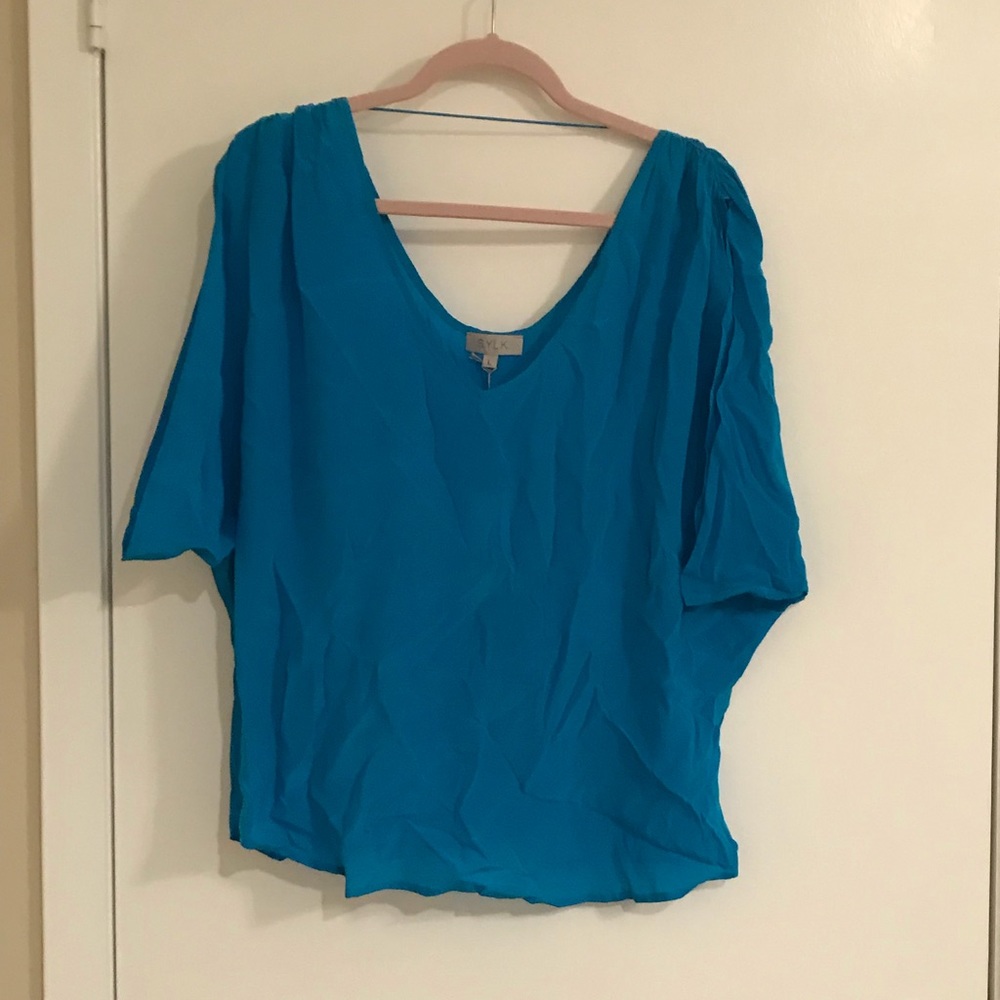 Blue silk shirt