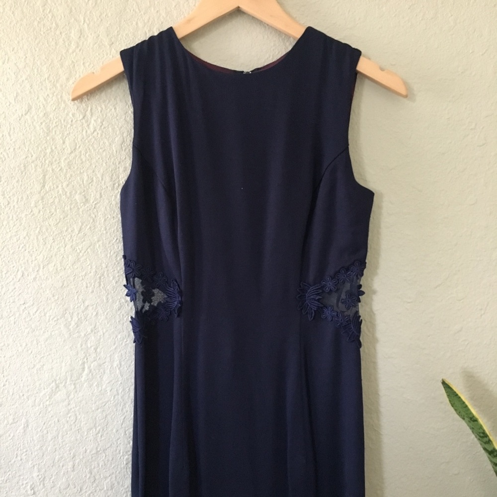 Navy Lace Cutout Prom Dress