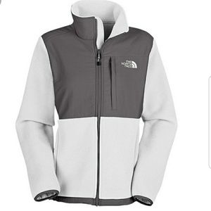 Gray and White North face with Hood
