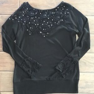 BKE Boutique Black sequin sweater