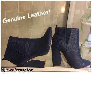 Textured Genuine Leather Booties