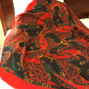 Rich, square wool scarf. Wear with a coat, top