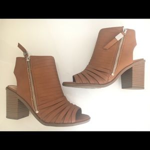Sam Edelman Brown block heel open toe ankle boots