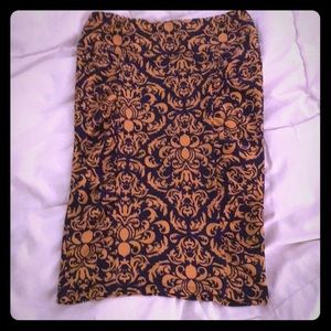 Navy & Yellow Gold/Orange Pencil skirt