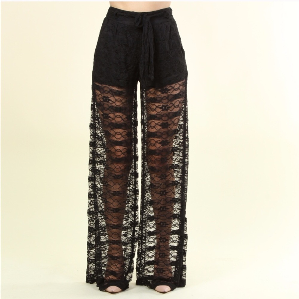 LACE PALAZZO WIDE LEG PANTS! - Picture 2 of 5
