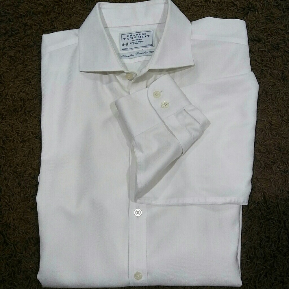 Charles Tyrwhitt White Herringbone Shirt