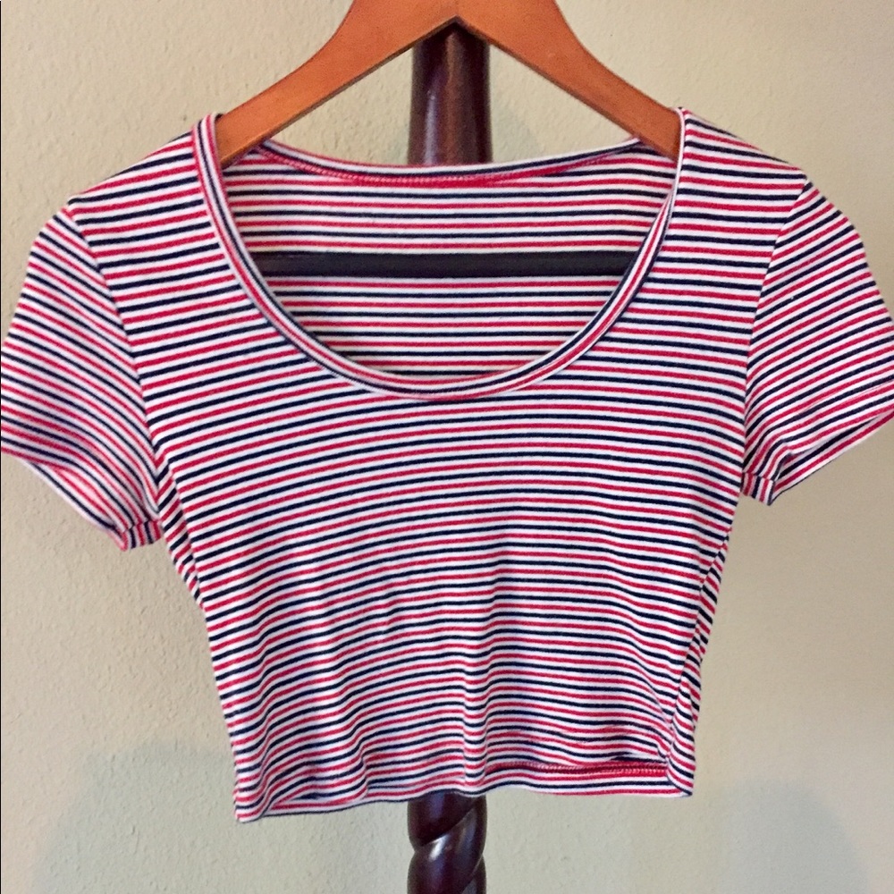 ➕American Apparel Striped Baby Rib Cropped Tee➕