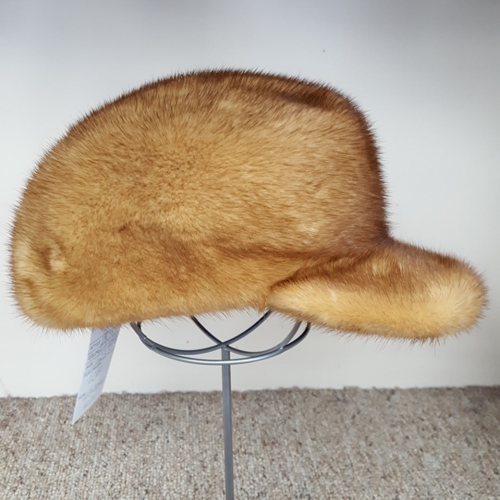 Whiskey Mink Fur Baseball Cap Hat