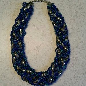 Beaded braided choker with silver latch