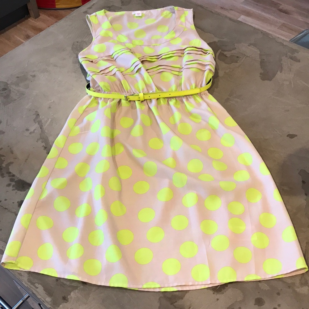 Polka dot dress with belt