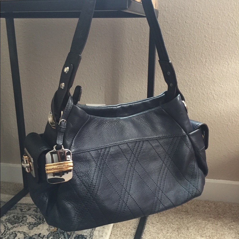 Blue Leather Shoulder Bag