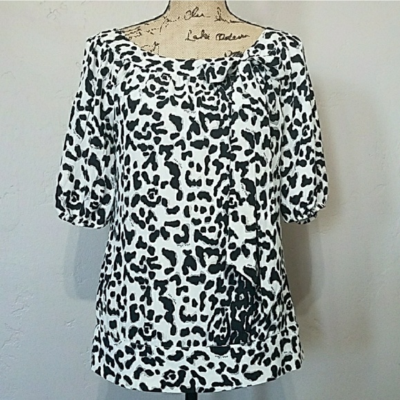White House Black Market Silk Animal Print Blouse - Picture 3 of 8