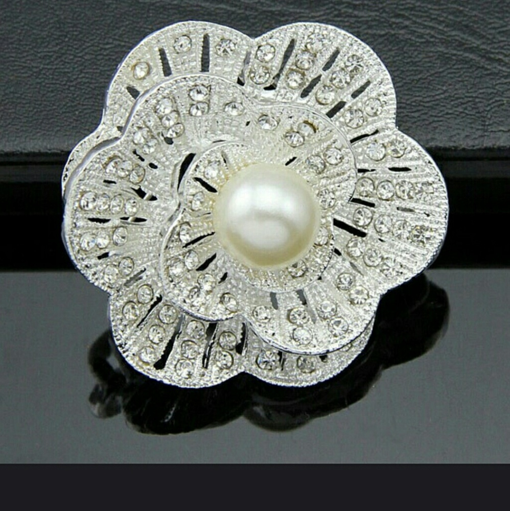 NWT FAUX DIAMOND AND PEARL BROOCH