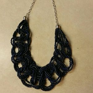Blue beaded braided choker