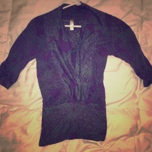 Purple and BLUE/Green Damask blouse