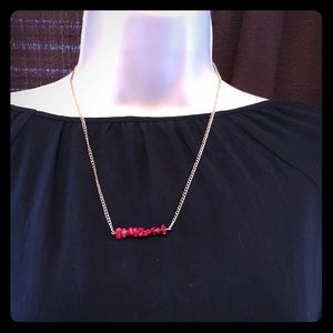 Red Jasper Bar Necklace. Trending style!
