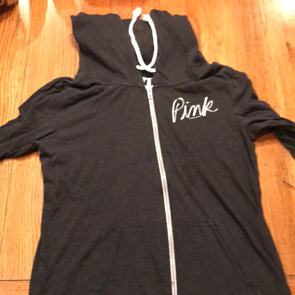 PINK black thin zip up hoodie!
