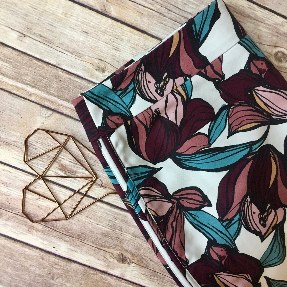 Loft Floral Pencil Skirt