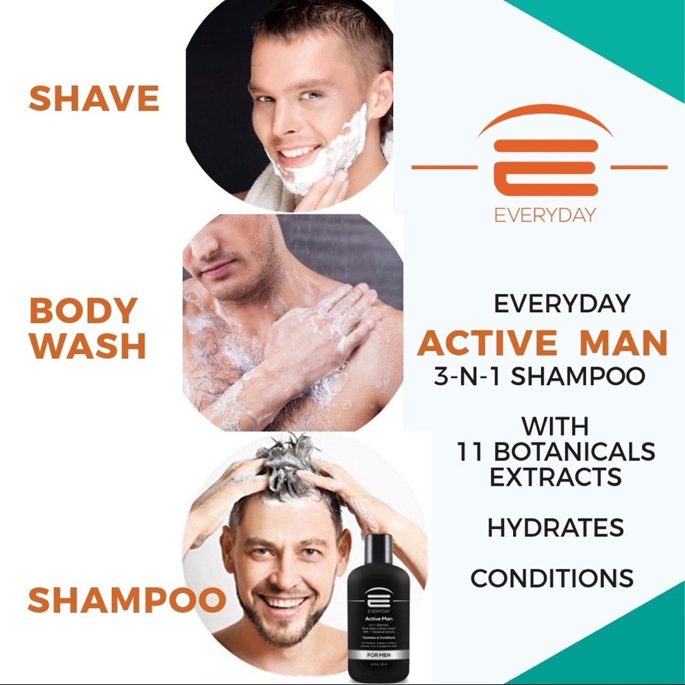 3-N-1 Men’s Shampoo, Shave Creme and Body Wash