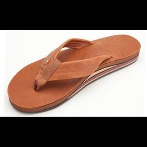 NWT! Leather Rainbow Flip Flops