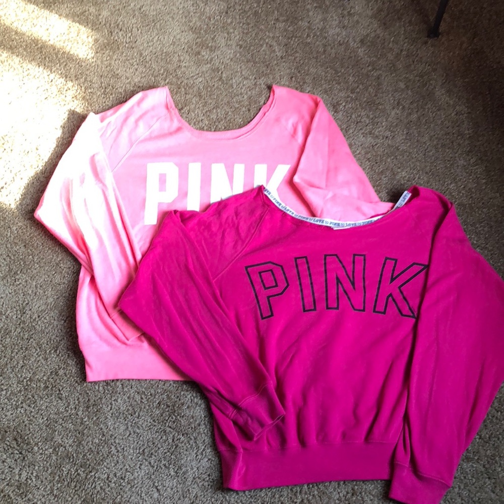 2 Victoria Secret Pink off shoulder sweater