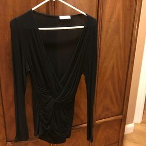Black, Draped Crossover Top
