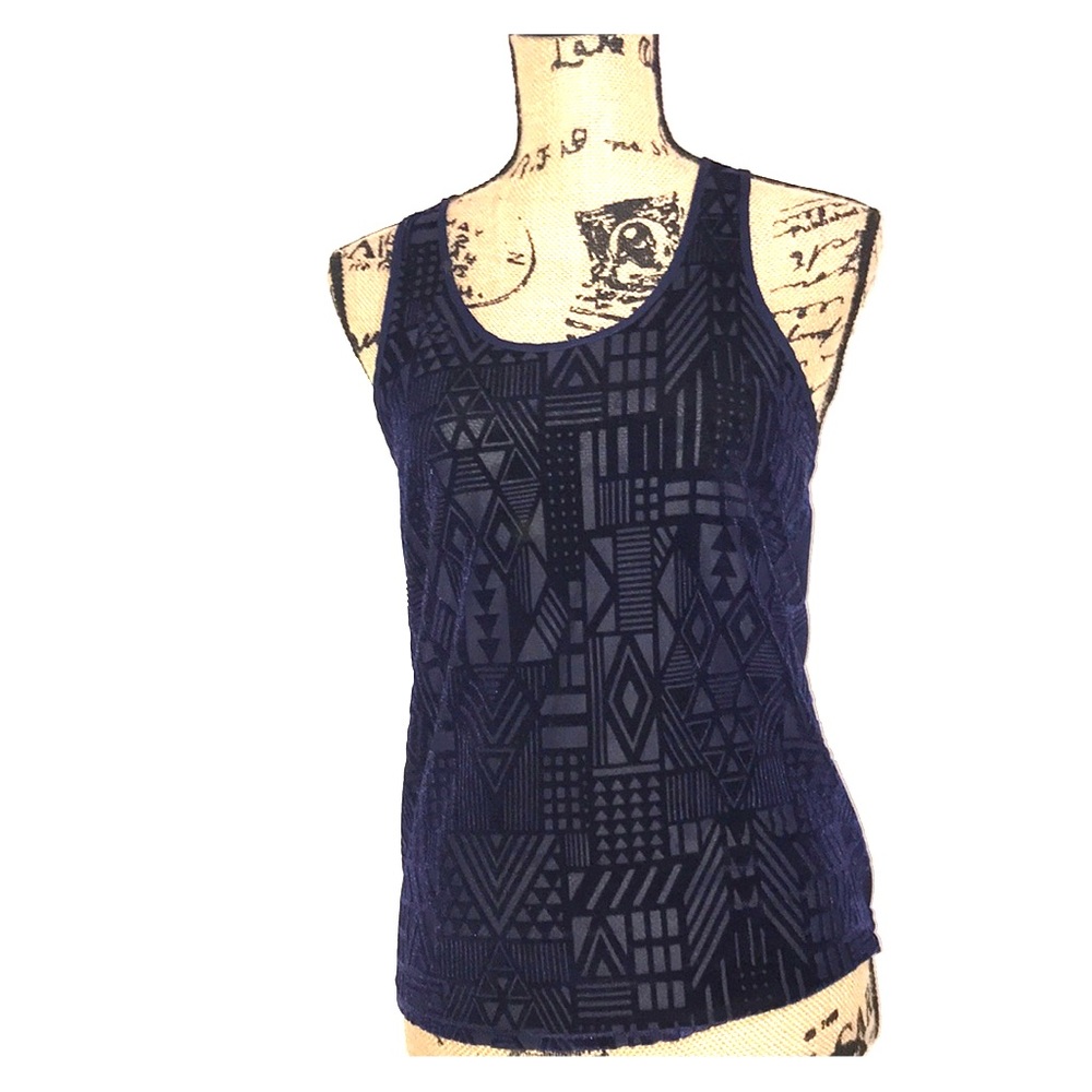 Blue velvet mesh racer back