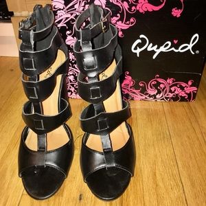 Qupid open toed faux leather bootie