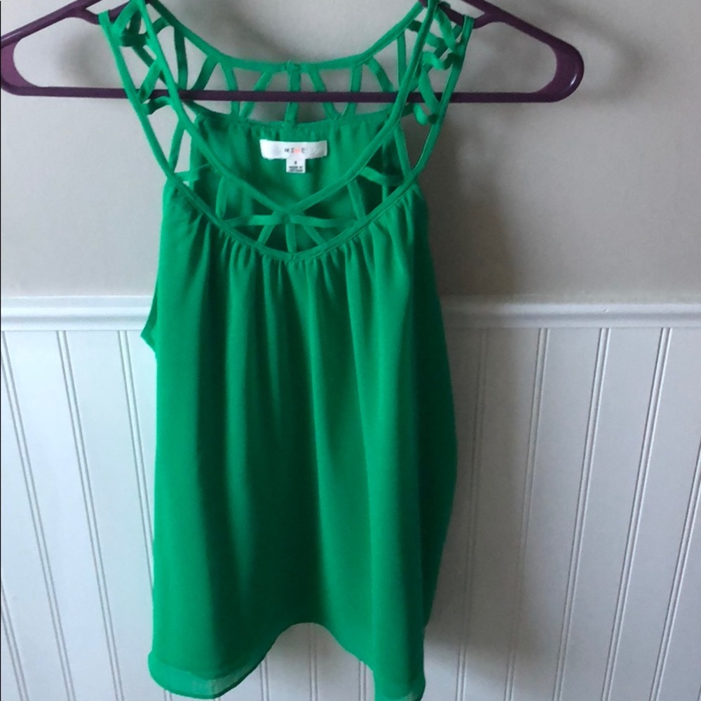 Brand new green cut out neckline chiffon top