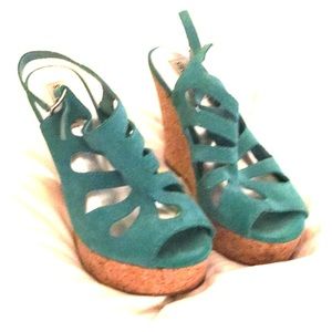 Steve Madden Turquoise Suede Wedges