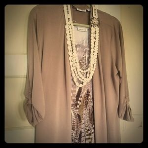 2 Piece Tank/Cardigan Taupe