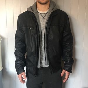 Blue Pronto Uono leather jacket.