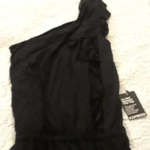 NWT*Express one shoulder black dress