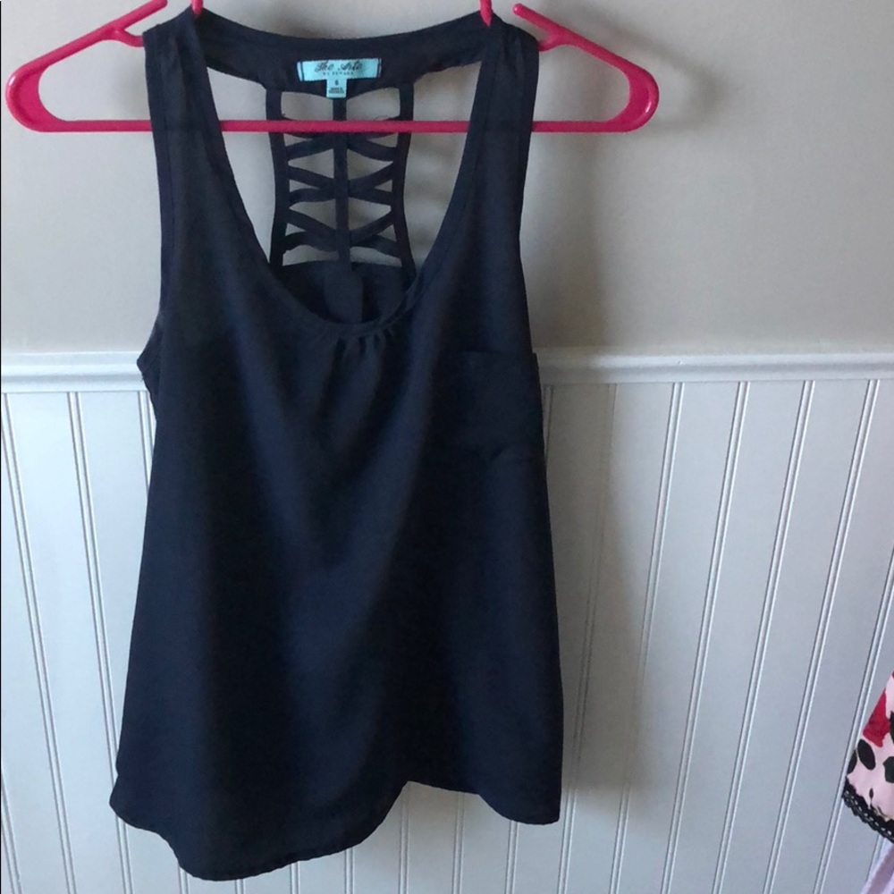 Dark navy cut out back chiffon tank