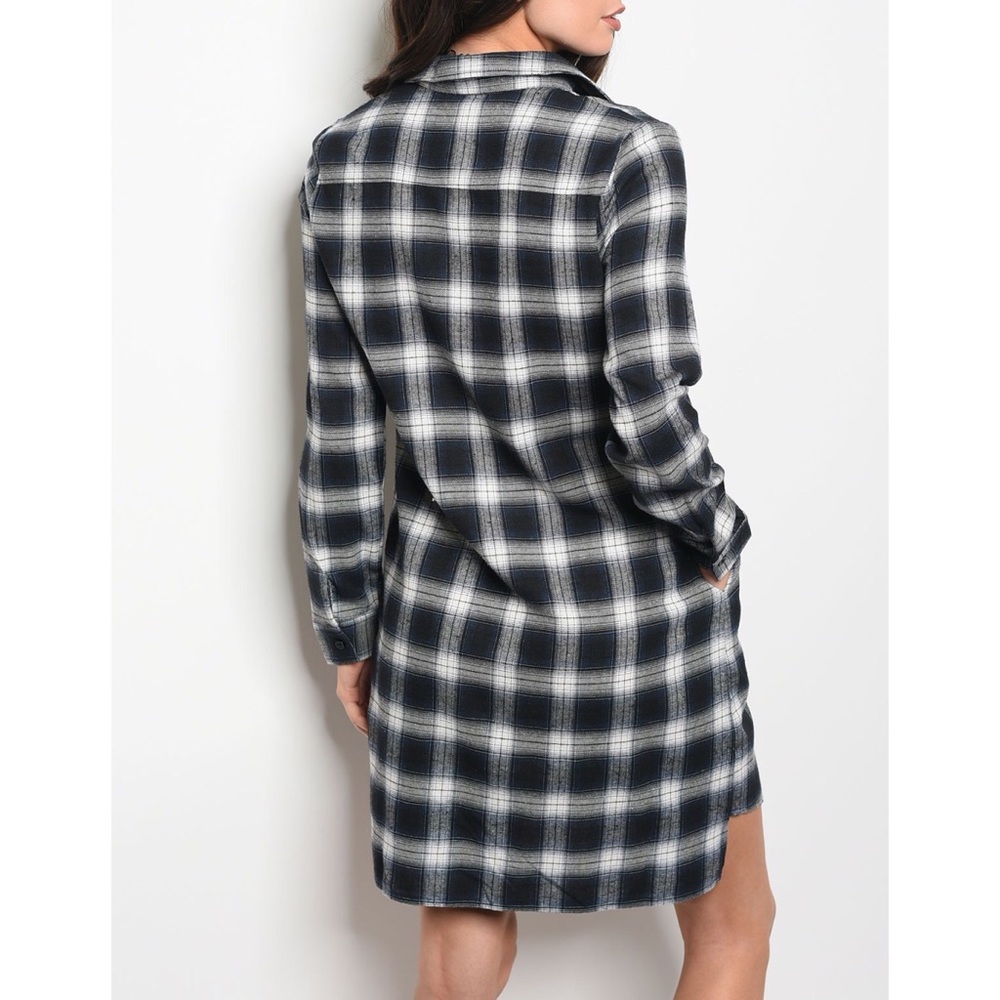 | NAVY PLAID DRESS | - Picture 2 of 2