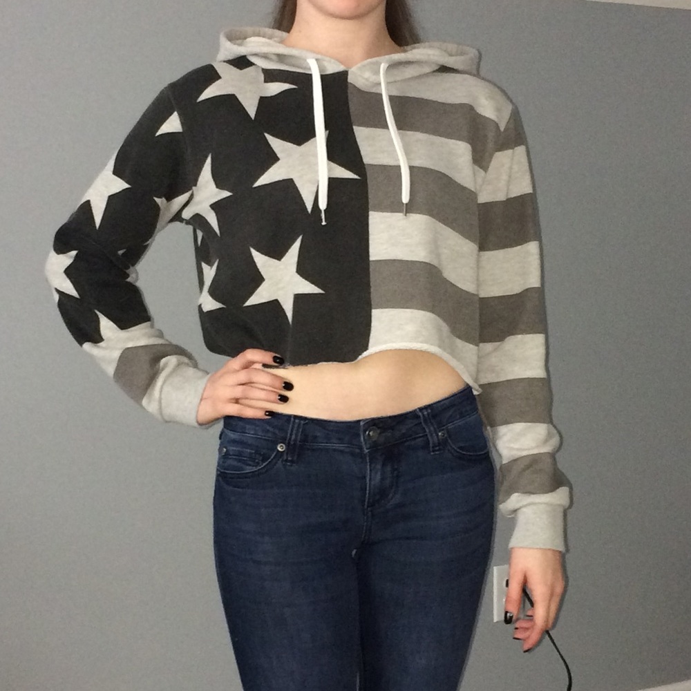 Crop Top Flag Hoodie