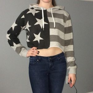 Crop Top Flag Hoodie