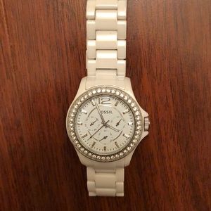 Women Fossil Riley Multifunction Ceramic Watch40mm