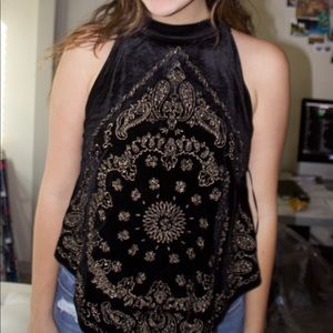 Black embroidered tank