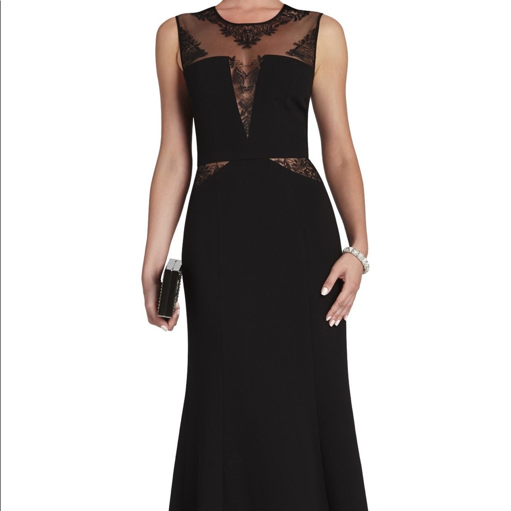 BCBGMaxAzria Sachie Lace-Insert Gown