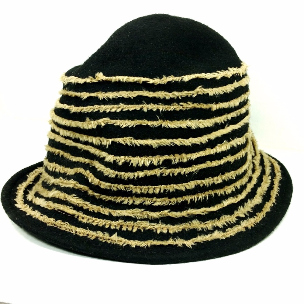 Funky, fun 100% wool black & brown winter hat